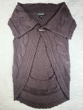 bebe Cable-Knit Short-Sleeve Cardigan Shrug - Brown